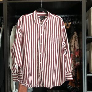 J.Crew Etienne Oversized Shirt- Maroon Stripe